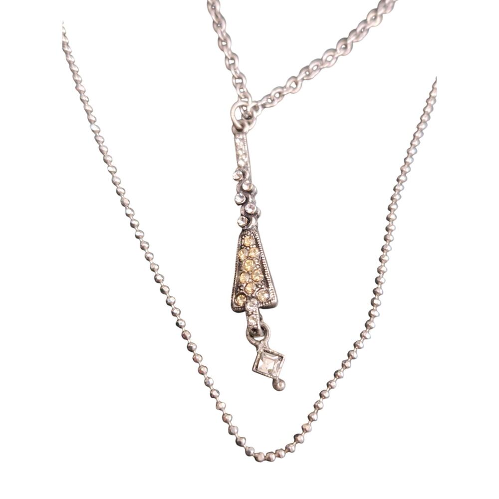 Vintage Sweet Romance Silvertond Multiple Chain Y-pendant Necklace
